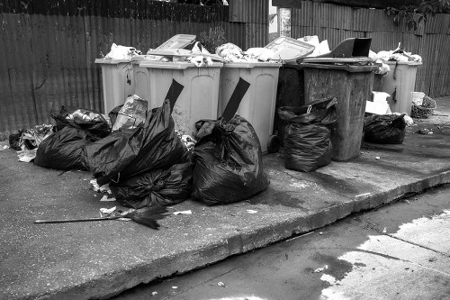 Recycling process at a skip hire facility