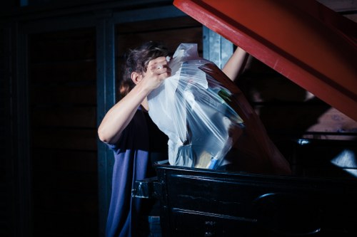 Office renovation with a skip for waste collection