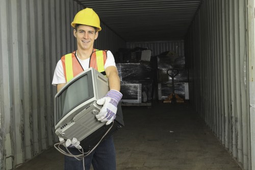 Waste removal service team at a building site